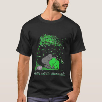 Tal-Gesundheitsbewusstsein Grüne Schleife Elephant T-Shirt