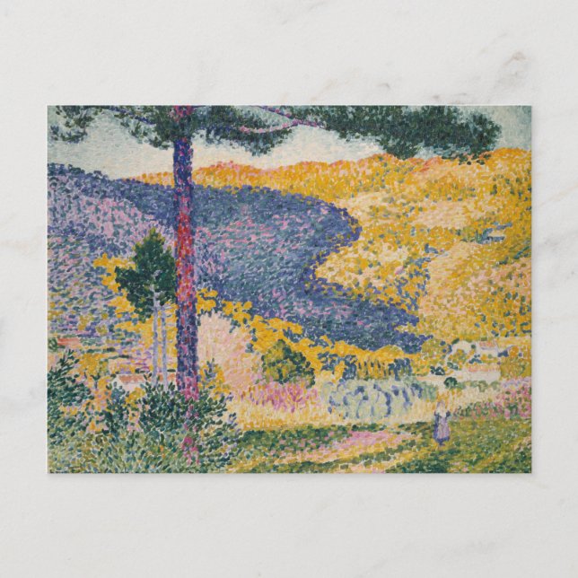 Tal mit Fir Shade am Berg Postkarte (Vorderseite)