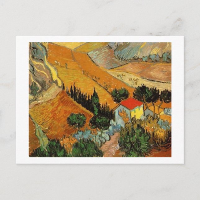 Tal mit Plowman (F727)Van Gogh Fine Art Postkarte (Vorderseite)