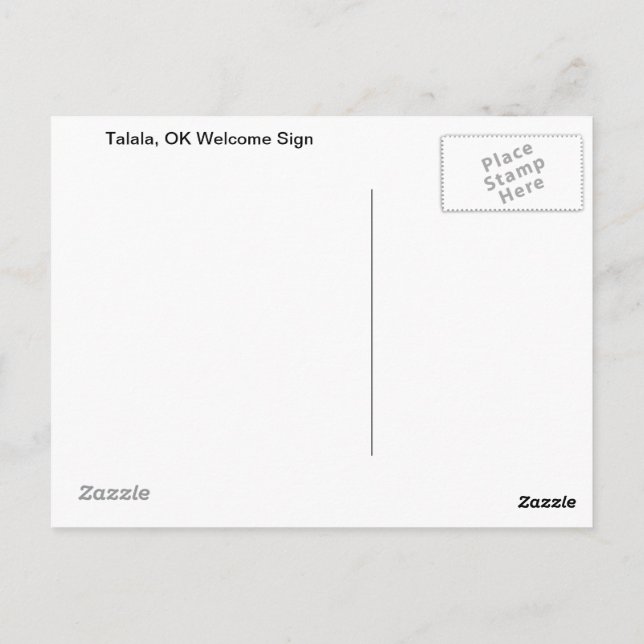 Talala, okay Welcome Sign Postcard Postkarte (Rückseite)