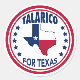 Talarico für die Texas Red White Blue Wahl Runder Aufkleber