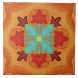 Talavera 02 Orange Red Blue Mediterranean Floral Fliese