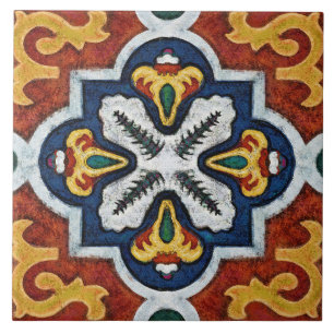 Talavera 03 Rot Gelb Blau Mediterrane Geometrie Fliese