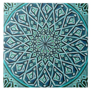Talavera 05 Türkisblaue Mittelmeerrosette Fliese