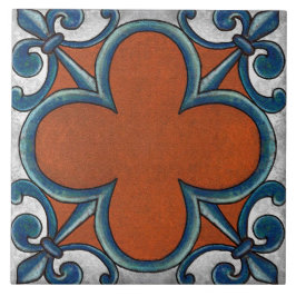 Talavera 07 Rust Blau Grau Mediterrane Geo Fliese