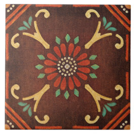 Talavera 14 Braun Rot Aqua Mediterrane Floral Fliese