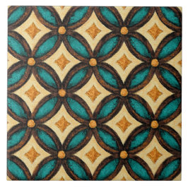 Talavera 18 Teal Brown Ivory Mediterranean Lattice Fliese