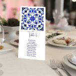 Talavera Azuejo blaue Fliesen Vintage Tischnummern<br><div class="desc">Talavera Azuejo blauen Fliesen Vintag mexikanische Hacienda Hochzeitsfeier Brautparty Party Tischnummer Karten mit Gästen Liste</div>