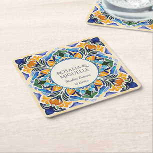 Talavera Azulejo blaue Fliese Geschenke vintage me Rechteckiger Pappuntersetzer