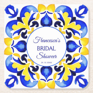 Talavera Azulejo blaue Fliesen Geschenke zur Braut Rechteckiger Pappuntersetzer