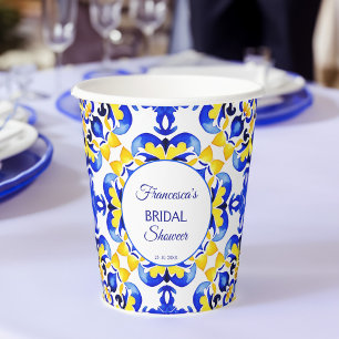 Talavera Azulejo blaue Fliesen Mexikanische Brautp Pappbecher