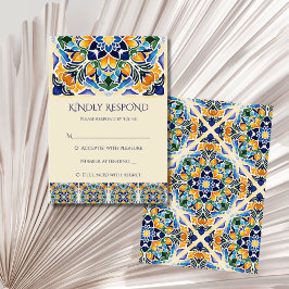 Talavera azulejo blaue Kachel Vintag mexikanische RSVP Karte