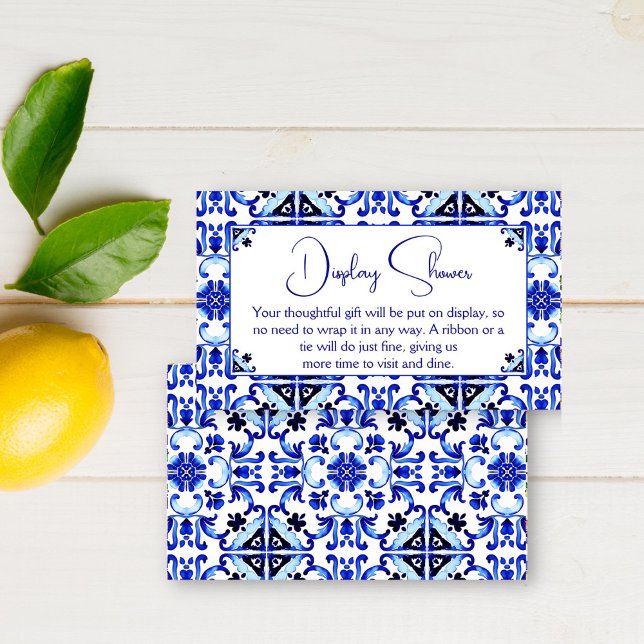 Talavera azulejo blauen Fliesen mexikanische Dusch Begleitkarte (Talavera azulejo blue tiles vintage Mexican Mediterranean bridal shower display shower Card)