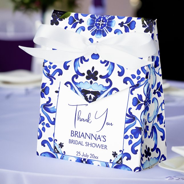 Talavera azulejo blauen Fliesen Mexikanisches Brau Geschenkschachtel (Talavera azulejo blue tiles vintage Mexican bridal shower Favor Boxes personalized printed favor box)