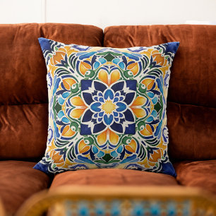 Talavera-Azulejo-Blaufliese im vintage mexikanisch Kissen