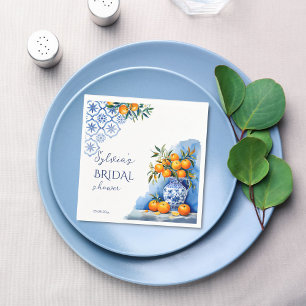 Talavera blue chinoiserie citrus Brautparty Serviette