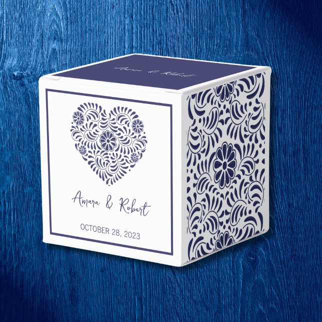 Talavera Blue Herz Favor Box Geschenkschachtel (Von Creator hochgeladen)