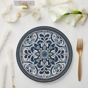 Talavera Blue und Brown Pappteller