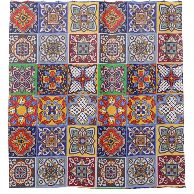 Talavera Design-1 Duschvorhang (Vorderseite)