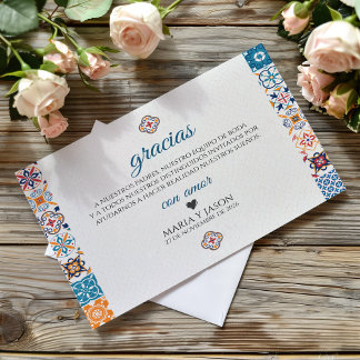 Talavera Farbige Florale Fiesta Spanische Hochzeit Dankeskarte