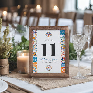 Talavera Farbige Florale Fiesta Spanische Hochzeit Tischnummer