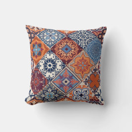 Talavera Fliesen Orange Sky Navy Blau Burgunderrot Kissen