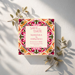Talavera fuchsia Fliesen Vintag mexikanische Hochz Save The Date