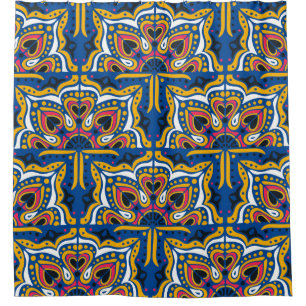 Talavera Indian Mosaik: Keramik Nahtlos. Duschvorhang
