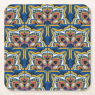 Talavera Indian Mosaik: Keramik Nahtlos. Rechteckiger Pappuntersetzer
