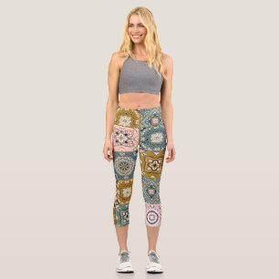 Talavera Indian: Patchwork, ethnisches Mosaik. Capri Leggings