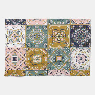 Talavera Indian: Patchwork, ethnisches Mosaik. Geschirrtuch