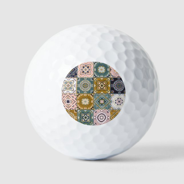 Talavera Indian: Patchwork, ethnisches Mosaik. Golfball (Vorderseite)