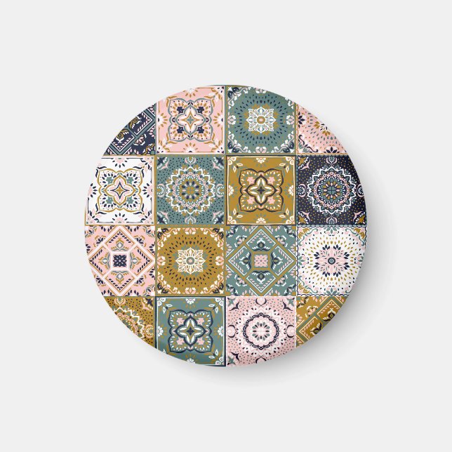 Talavera Indian: Patchwork, ethnisches Mosaik. Magnet (Vorne)