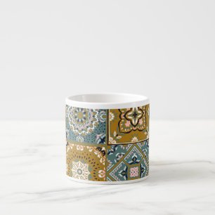Talavera Indianer: Patchwork, ethnisches Mosaik. Espressotasse
