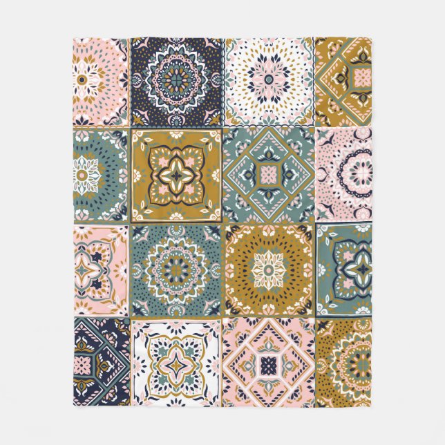 Talavera Indianer: Patchwork, ethnisches Mosaik. Fleecedecke (Vorderseite)