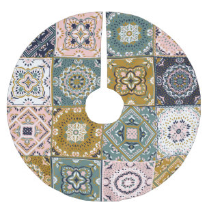 Talavera-Indianer: Patchwork, ethnisches Mosaik. Polyester Weihnachtsbaumdecke