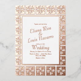 Talavera Mexican Spanish Gold Wedding gepresst Folieneinladung
