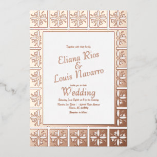 Talavera Mexican Spanish Gold Wedding gepresst Folieneinladung