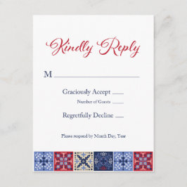 Talavera Mexican Tile RSVP Card Karte