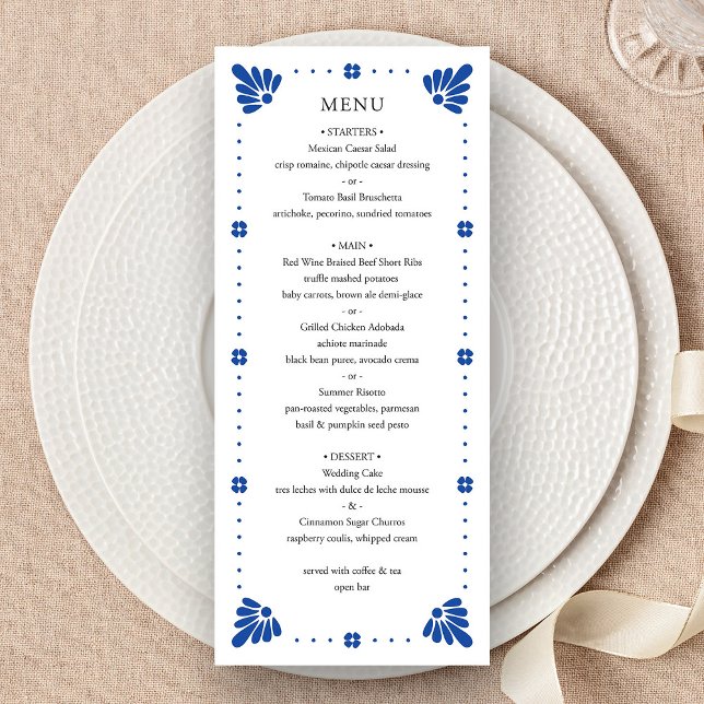 Talavera Mexican Wedding Menu Programm (Talavera Mexican Wedding Menu by Fiesta Valley Print)
