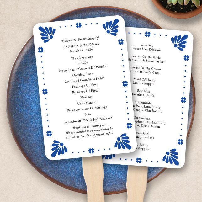 Talavera Mexican Wedding Program Fan Fächer (Talavera Mexican Wedding Program Fan by Fiesta Valley Print)
