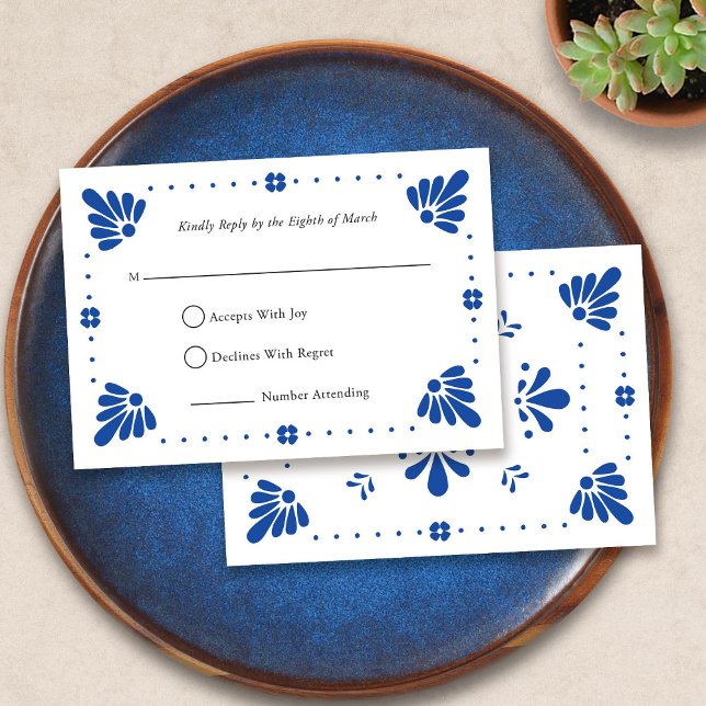 Talavera Mexican Wedding RSVP Card Karte (Talavera Mexican Wedding RSVP Card by Fiesta Valley Print)