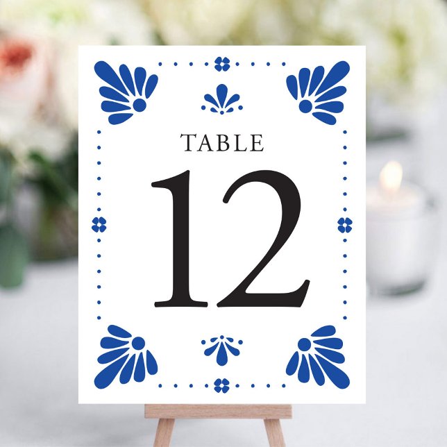Talavera Mexican Wedding Tischnummer (Talavera Mexican Wedding Table Number by Fiesta Valley Print)