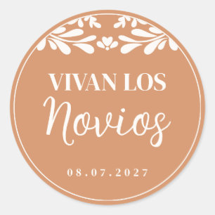 Talavera Mexicanische Hochzeit Vivan Los Novios Cu Runder Aufkleber