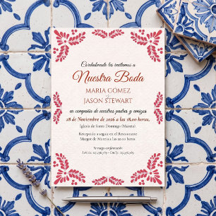 Talavera Orange Blumige Minimalistische Spanische Einladung