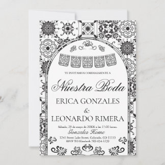 Talavera Papel Picado Spanish Wedding Einladung