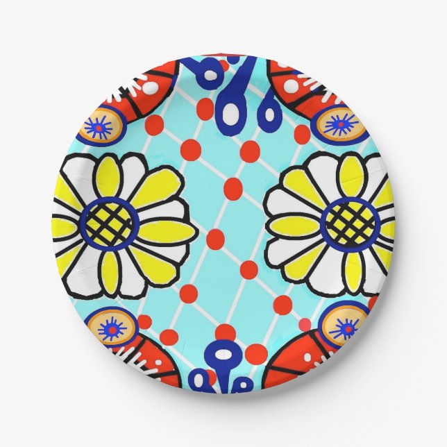 Talavera Paper Plate - Cinco de Mayo - Blume Pappteller (Vorderseite)