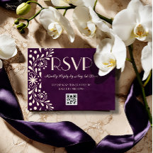Talavera-Pflaume-Blumen-Hochzeits-QR-Code