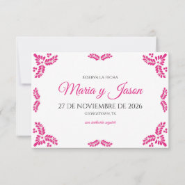 Talavera Pink Floral Minimalist Spanish Wedding Save The Date