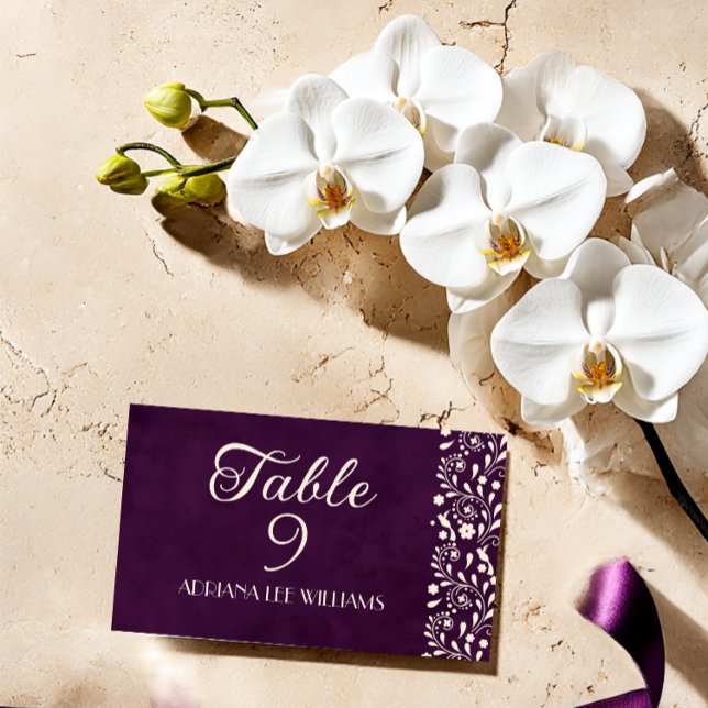 Talavera Purple Beige Wedding Place Card Platzkarte (Von Creator hochgeladen)